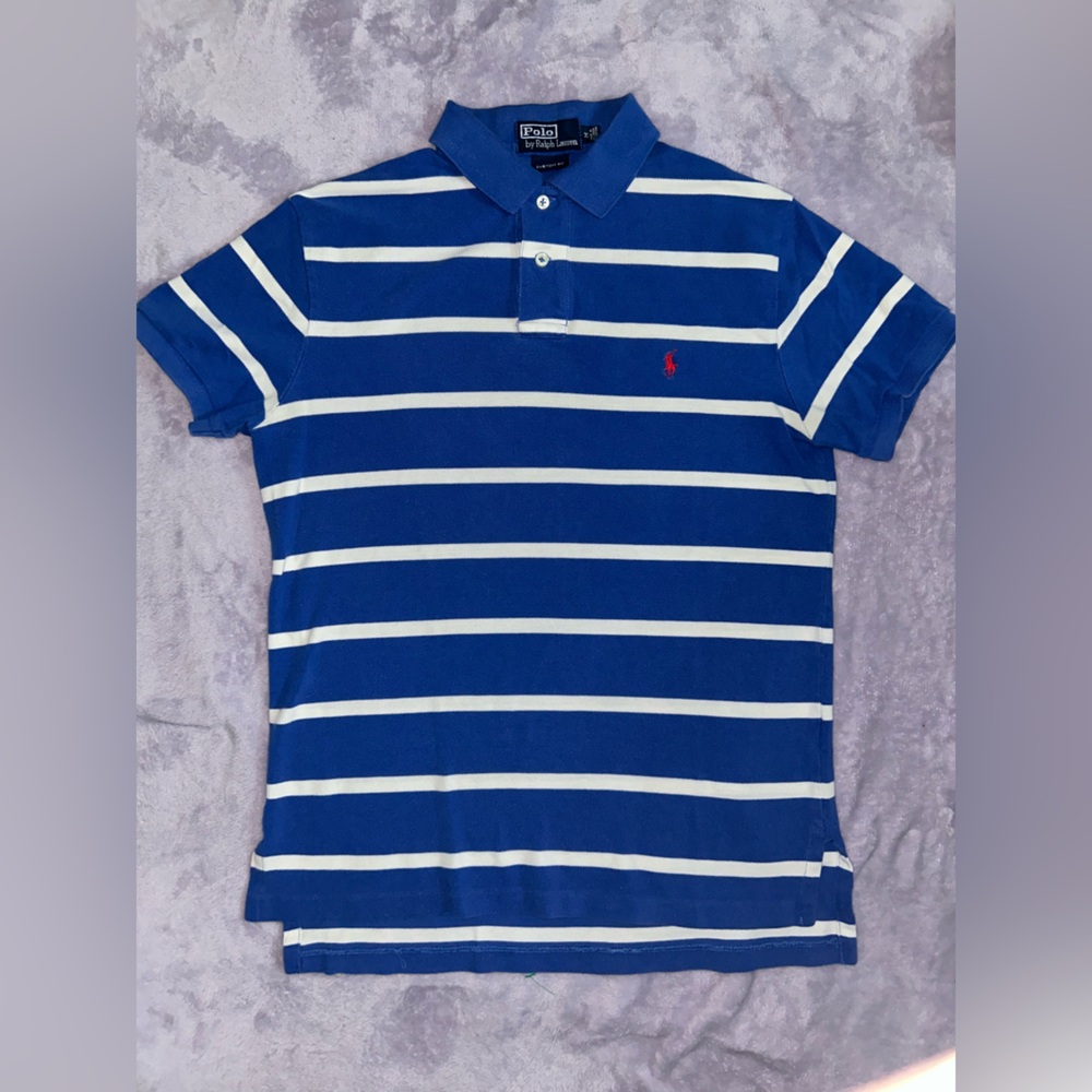 Ralph Lauren vintage rugby blue & white stripped polo